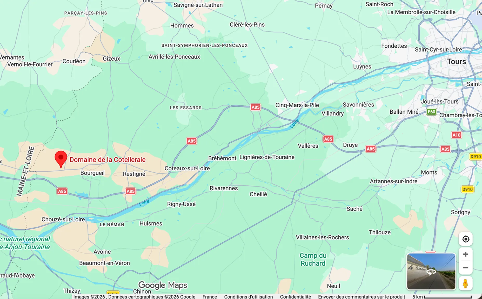 Localisation du Domaine de la Cotelleraie