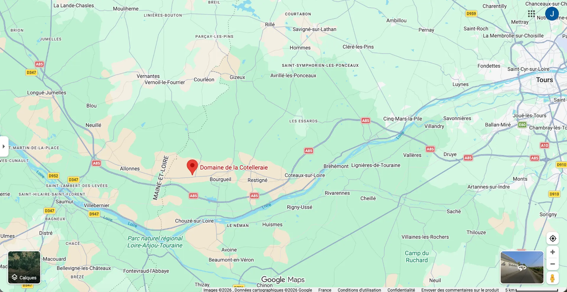 Localisation du Domaine de la Cotelleraie